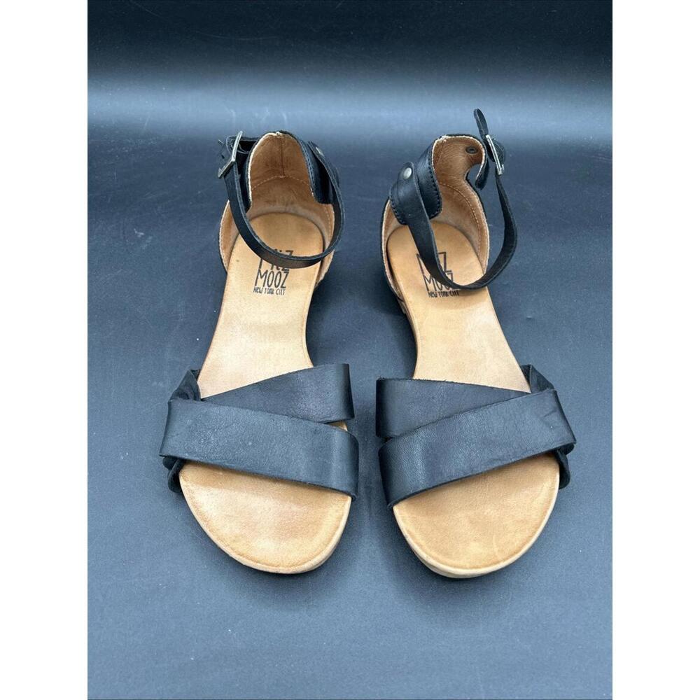 Miz Mooz - Leather Ankle Strap Flat Sandals - Altaire - Black